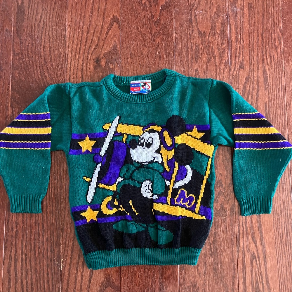 Vintage Mickey Mouse Airplane Sweater Kids sz 6